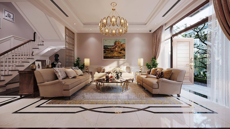 Thiết kế trang trí nội thất phòng khách đẹp sang trọng tại hà nội