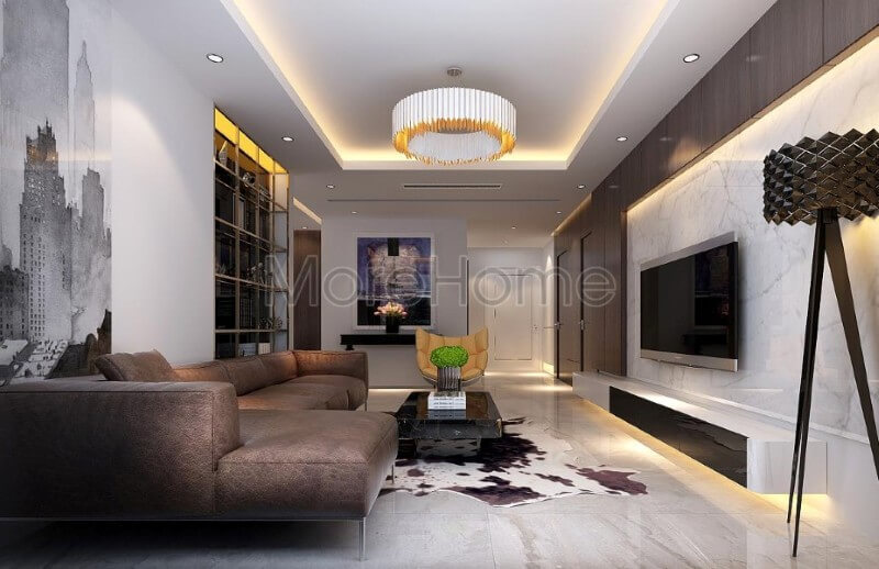 Sự kết hợp hài hòa giữa các tone màu sắc với nội thất phòng khách chung cư đã mang lại cho gia chủ một không gian tiếp khách sang trọng và tinh tế hơn Thiết kế phòng khách chung cư